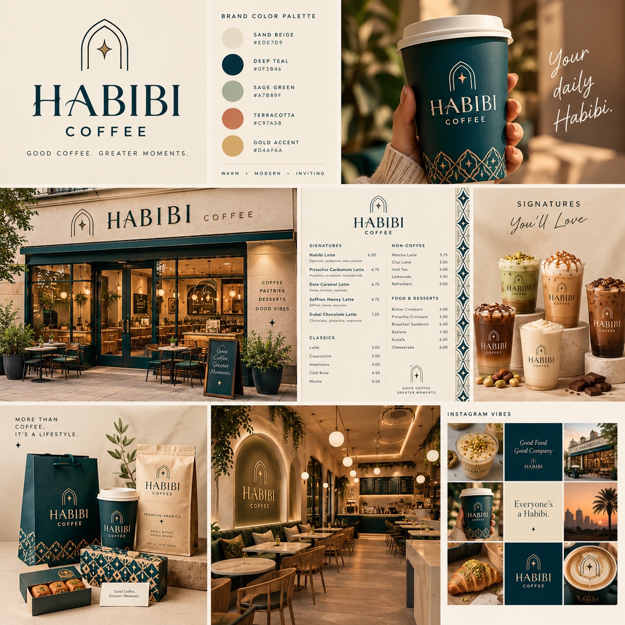 Habibi Coffee brand identity and social media revamp proof